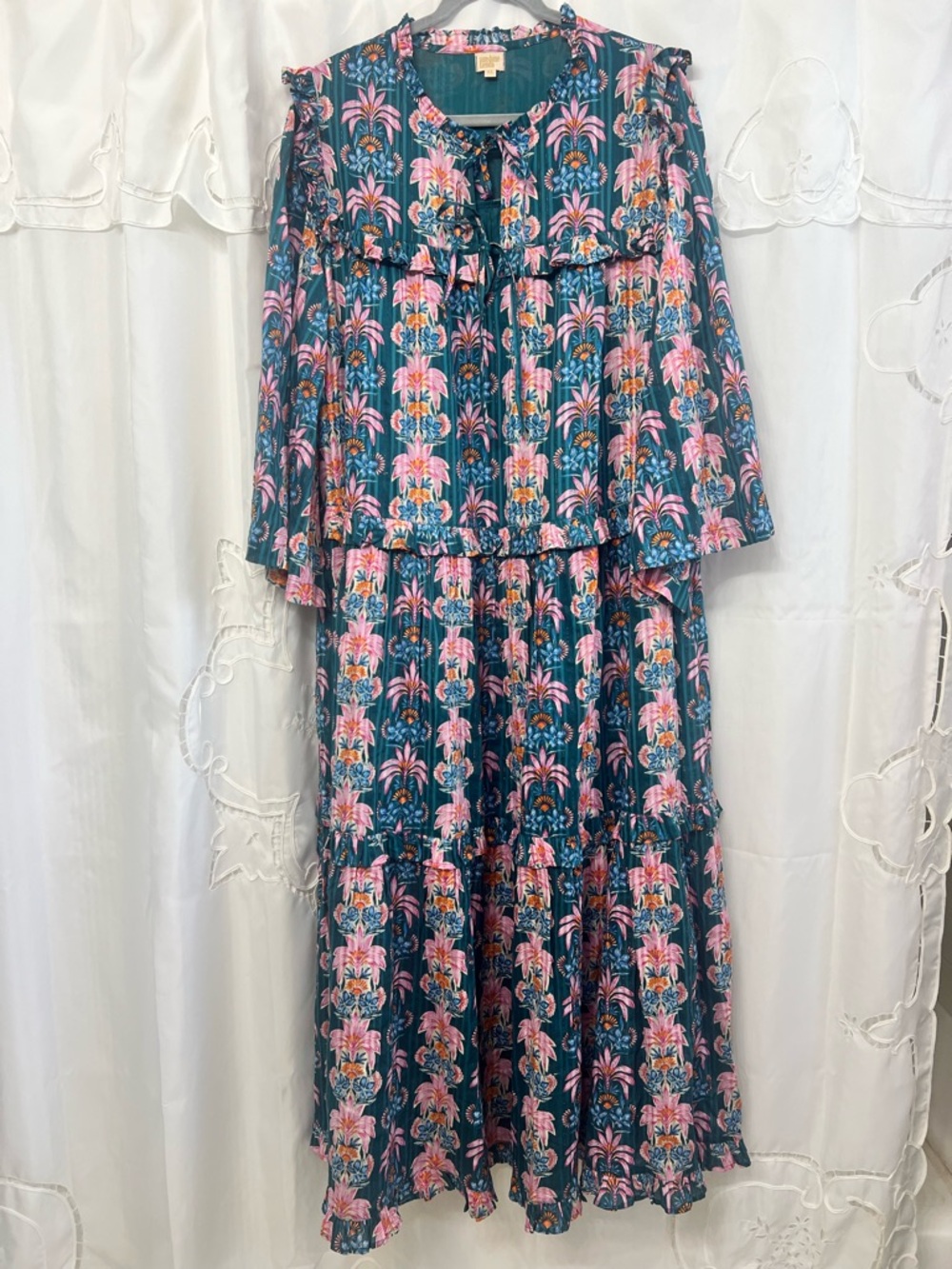 Sunshine Tienda Palm Royale Paradise Maxi Dress XL NWOT Cotton Lurex - Picture 6 of 16